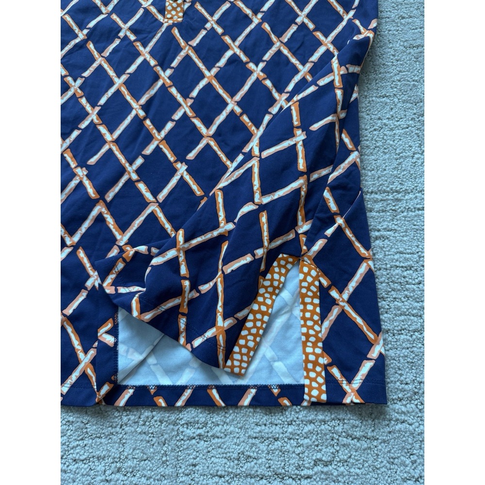 J.McLaughlin Womens Blue Orange Bamboo Lattice Catalina Cloth Top Tunic XL - Picture 5 of 8